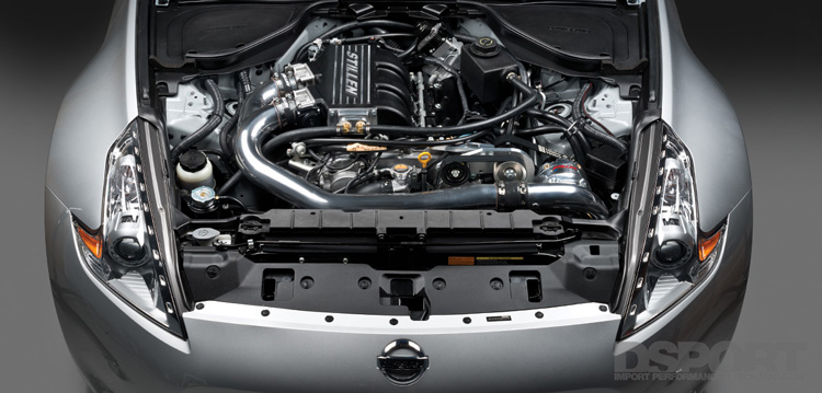 Nissan 370Z Stillen supercharger engine bay
